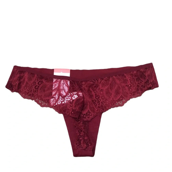 NWT AUDEN BURGUNDY SEAMLESS LACE THONG - Picture 2 of 2